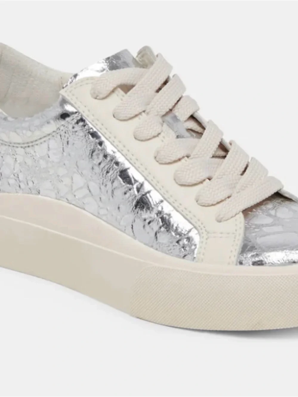 NEW Dolce Vita Zayn 360 platform lace-up sneakers w/metallic silver sz 8